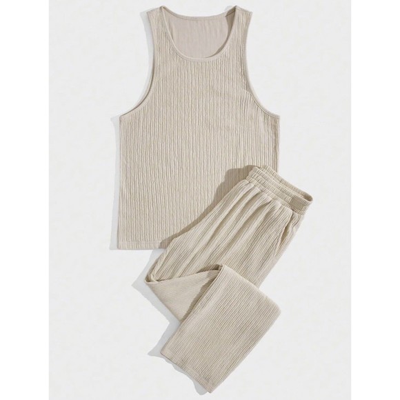 Men's Tank and Pants Two-Piece Set Athleisure Suit Men’s Loungewear 2 Piece Set - Picture 2 of 6